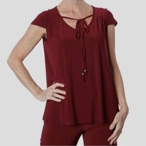 New Marallis Burgundy Short Sleeve Top Size Large bin 4C